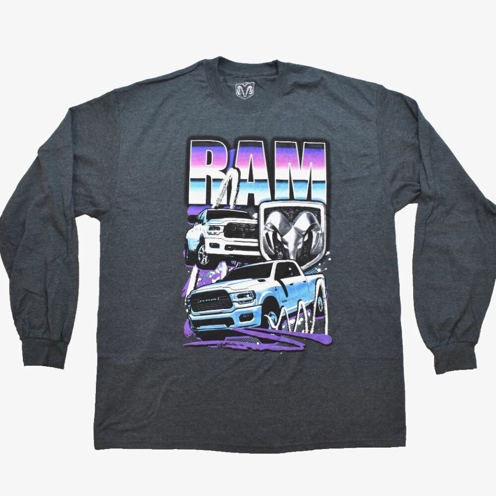 Dodge Ram Truck Charcoal Heather Long Sleeve Adult Shirt New L/XL